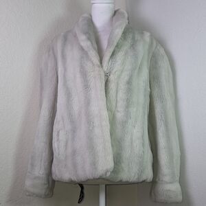 Vintage Otex Tyber Faux Fur Coat Ivory/Grey Simulated Fur Belgium Melbourne Sz 8